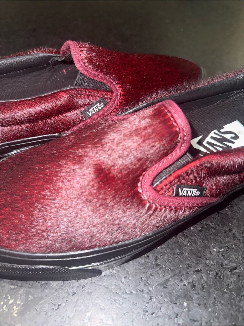 NEW Vans Lx Classic Slip-on 98 Pony Hair Sneakers - Pony Hair Burgundy SZ 7.5